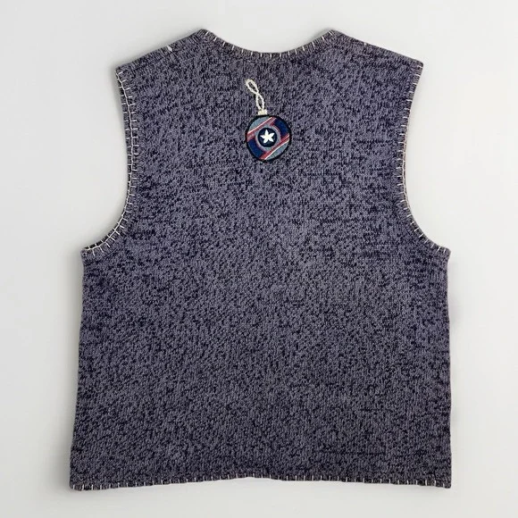 Vintage Christmas Cardigan‎ Blue Sweater Vest Ornaments Balls - Picture 2 of 7